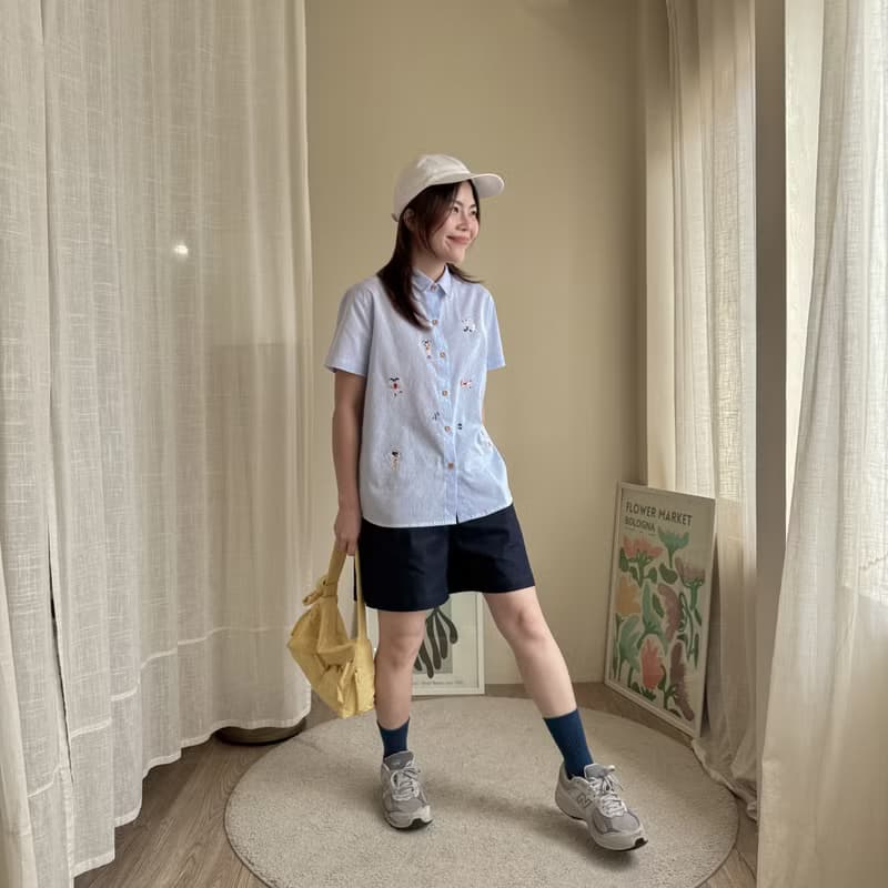 刺繡襯衫 (Embroidery Shirt) 藍色條紋 (Blue Stripe)