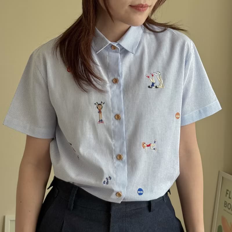 刺繡襯衫 (Embroidery Shirt) 藍色條紋 (Blue Stripe)