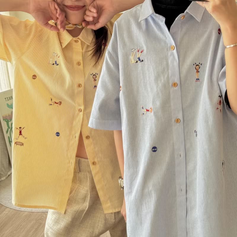 刺繡襯衫 (Embroidery Shirt) 藍色條紋 (Blue Stripe)