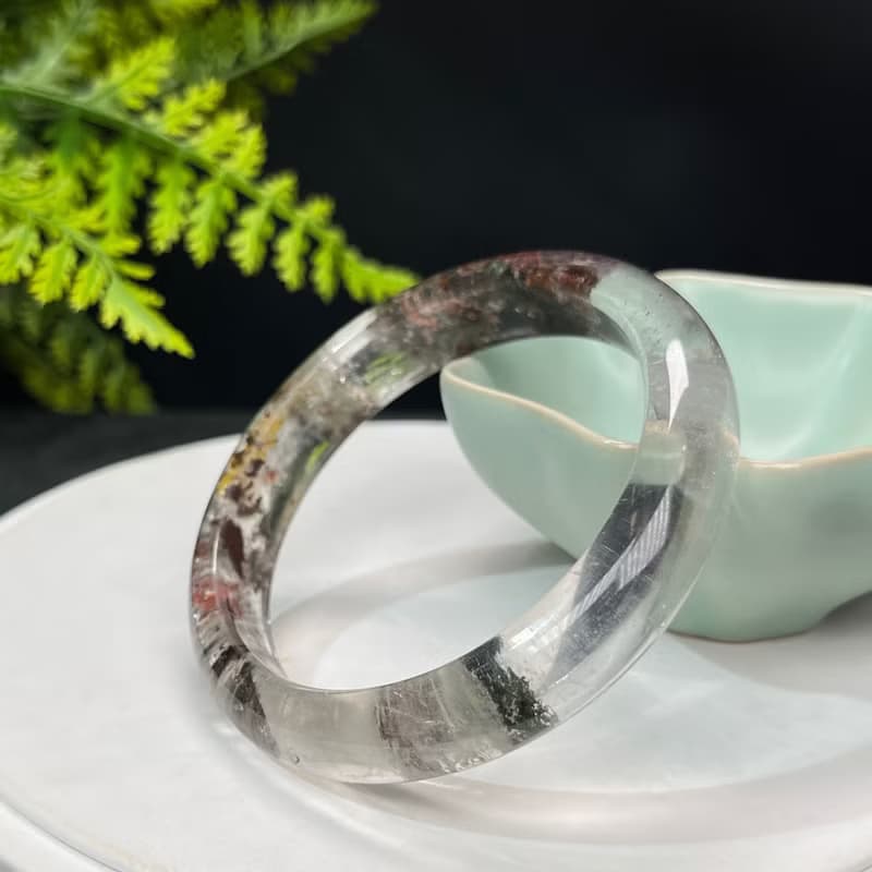 高品質 四季幽靈水晶手鐲 57MM 晶體冰透 異象石英手環 財富富貴