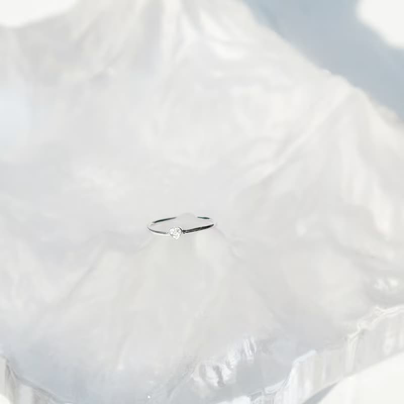 愛心鑽戒 - 純銀戒