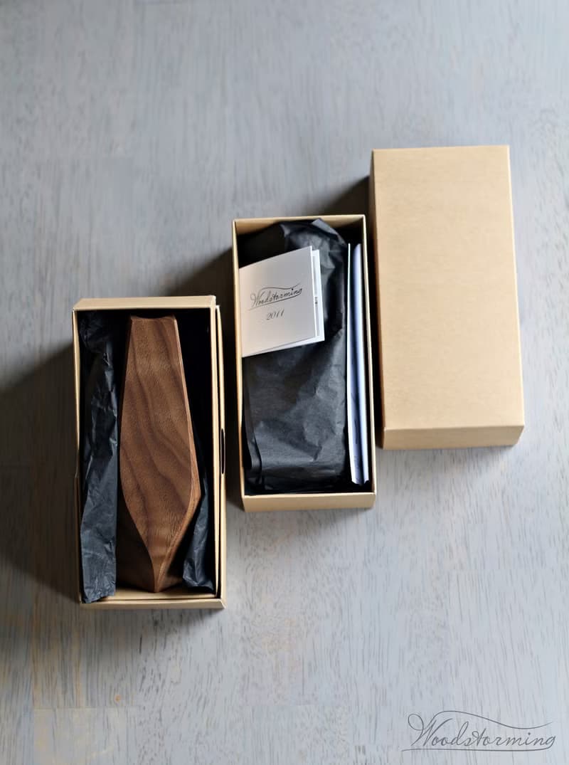 Faceted wood vase, minimalist bud vase