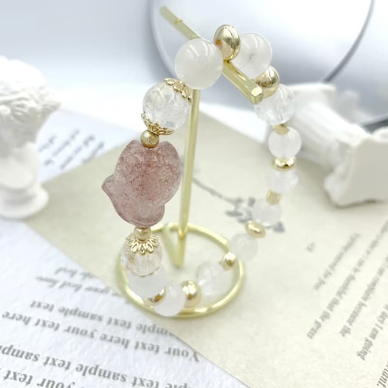 月下狐 / 草莓晶 彩虹晶 月光石 藍針水晶 水晶手鍊