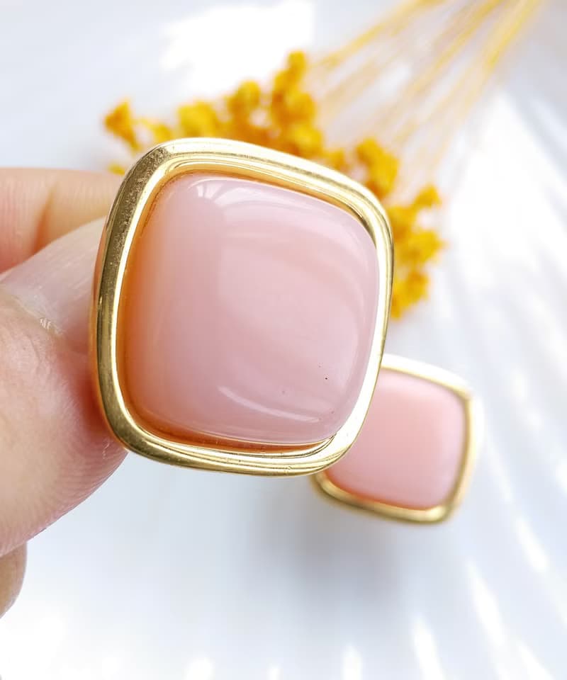 Vintage Jewelry 西洋古董飾品 TRIFARI 甜美嫩粉 夾式耳環