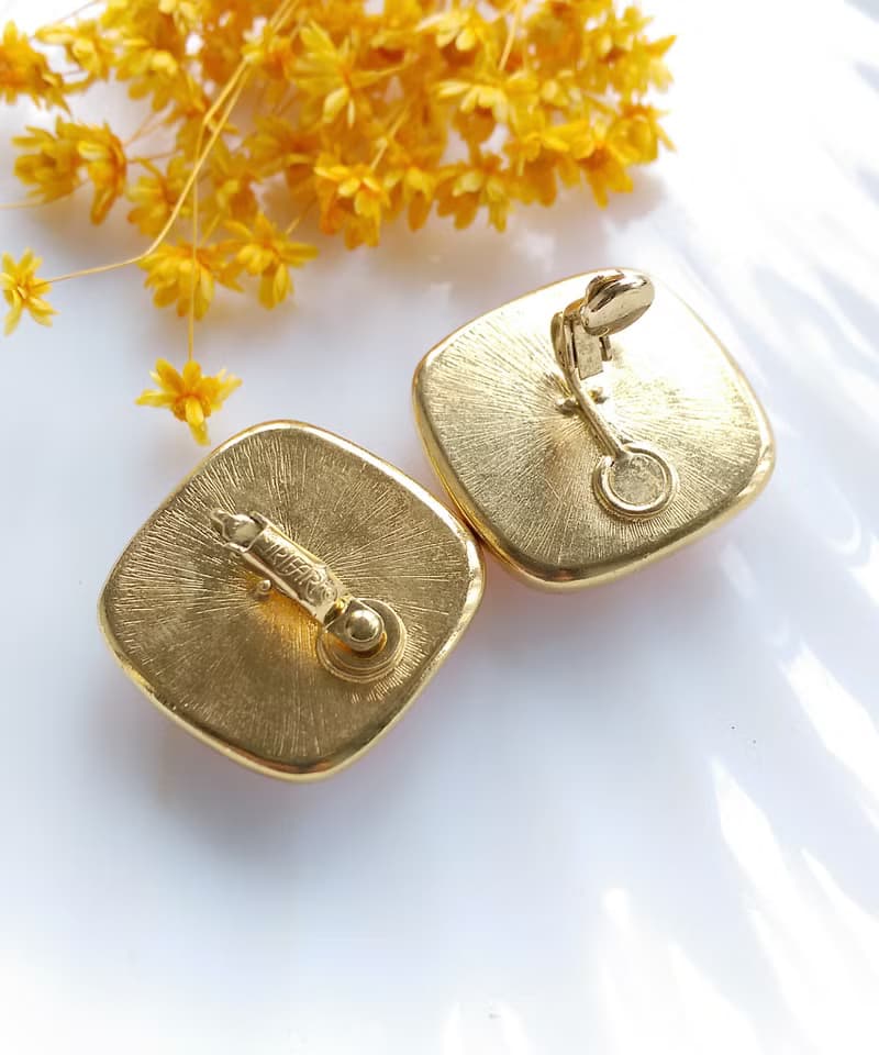 Vintage Jewelry 西洋古董飾品 TRIFARI 甜美嫩粉 夾式耳環