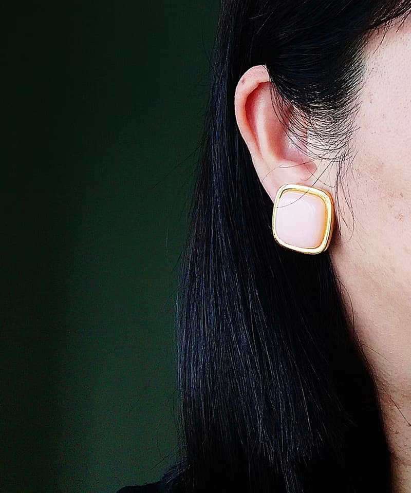 Vintage Jewelry 西洋古董飾品 TRIFARI 甜美嫩粉 夾式耳環
