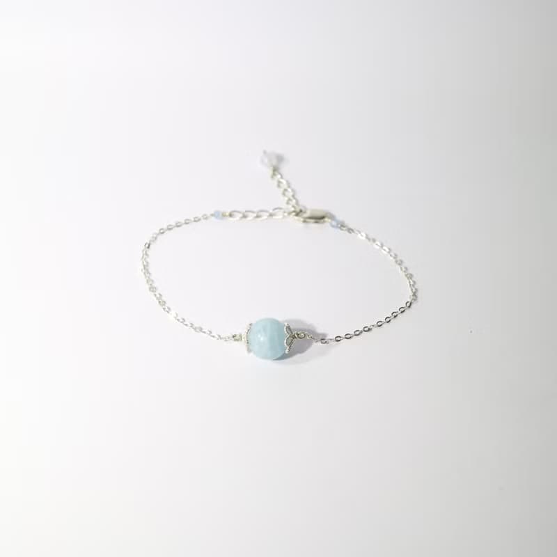 海水藍寶純銀手鍊