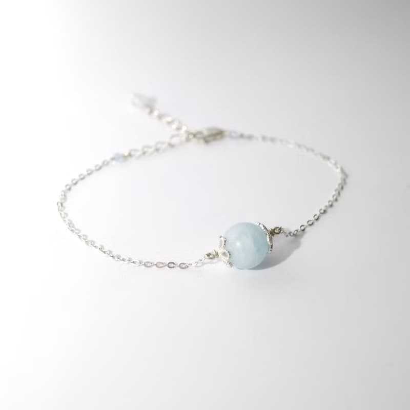 海水藍寶純銀手鍊