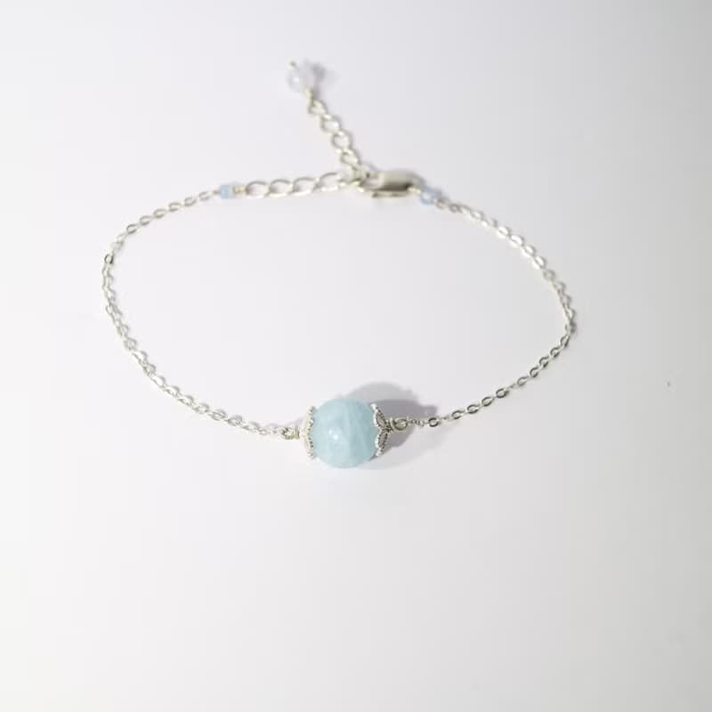 海水藍寶純銀手鍊