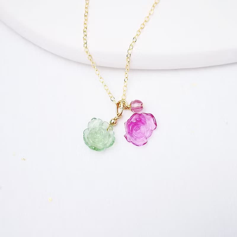 牡丹碧璽 電氣石項鍊 14K