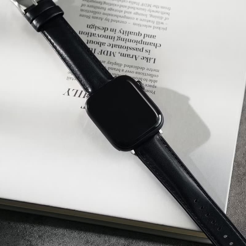 Apple Watch -【渡鴨黑】同色車線真皮蘋果錶帶