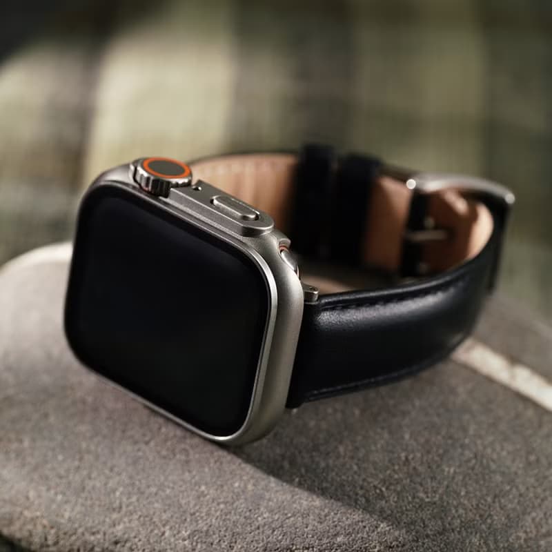 Apple Watch -【渡鴨黑】同色車線真皮蘋果錶帶