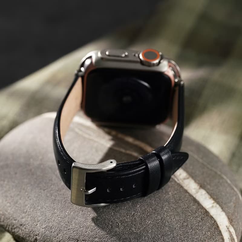 Apple Watch -【渡鴨黑】同色車線真皮蘋果錶帶