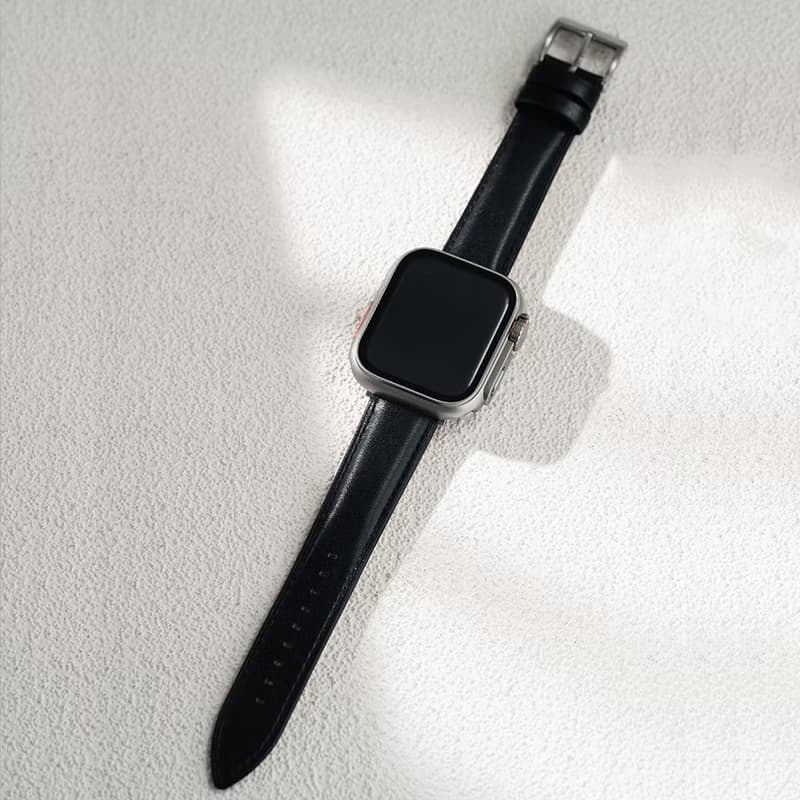 Apple Watch -【渡鴨黑】同色車線真皮蘋果錶帶