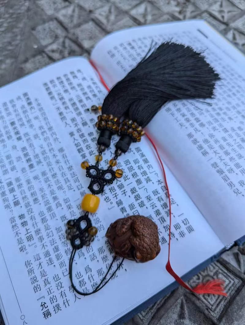 孤品黃楊木手工雕刻根付招財吉祥金蟾禮品中國結珠環流蘇擺件