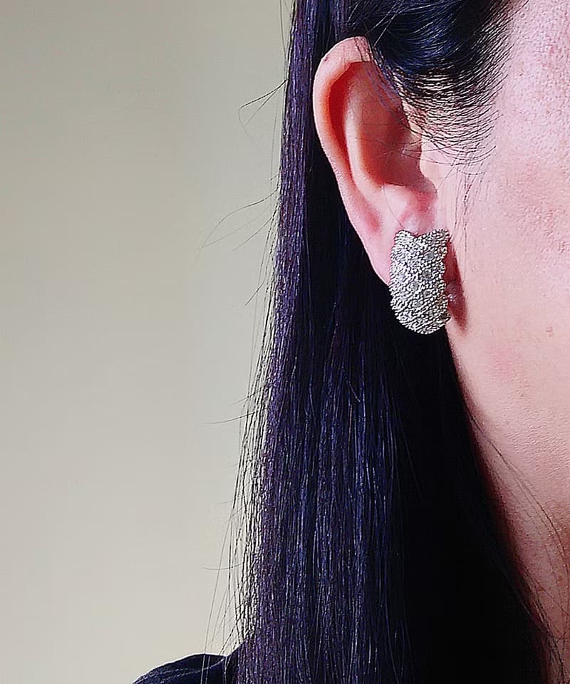 vintage jewelry 華麗滿綴萊茵鑽 夾式耳環