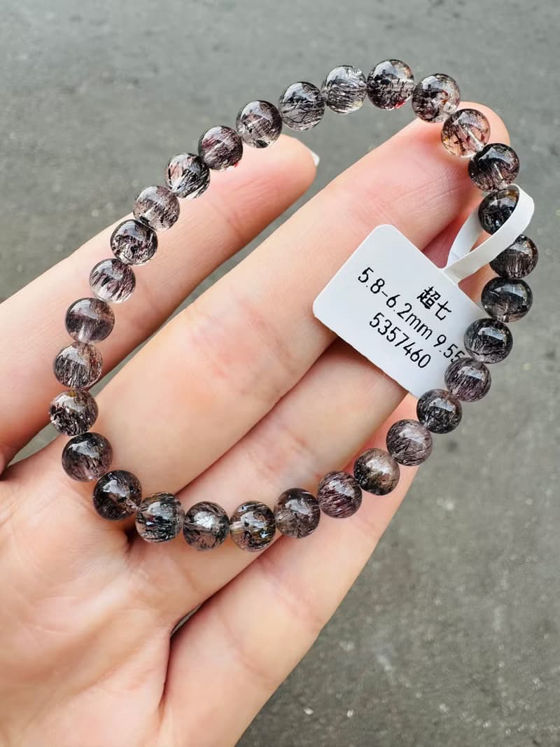 超七王者天然稀有黑紅超七6mm9.55g礦多爆閃黑煙花彼岸花三輪骨幹