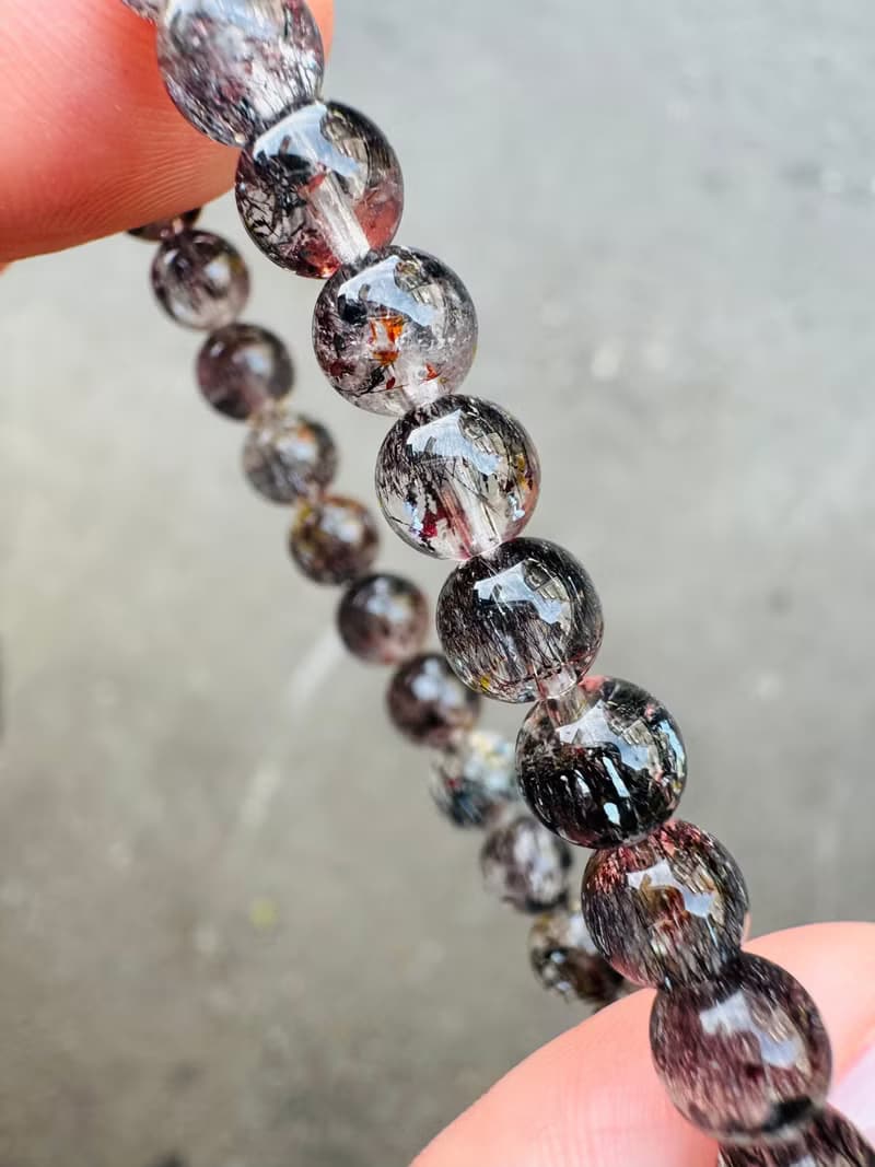 超七王者天然稀有黑紅超七6mm9.55g礦多爆閃黑煙花彼岸花三輪骨幹