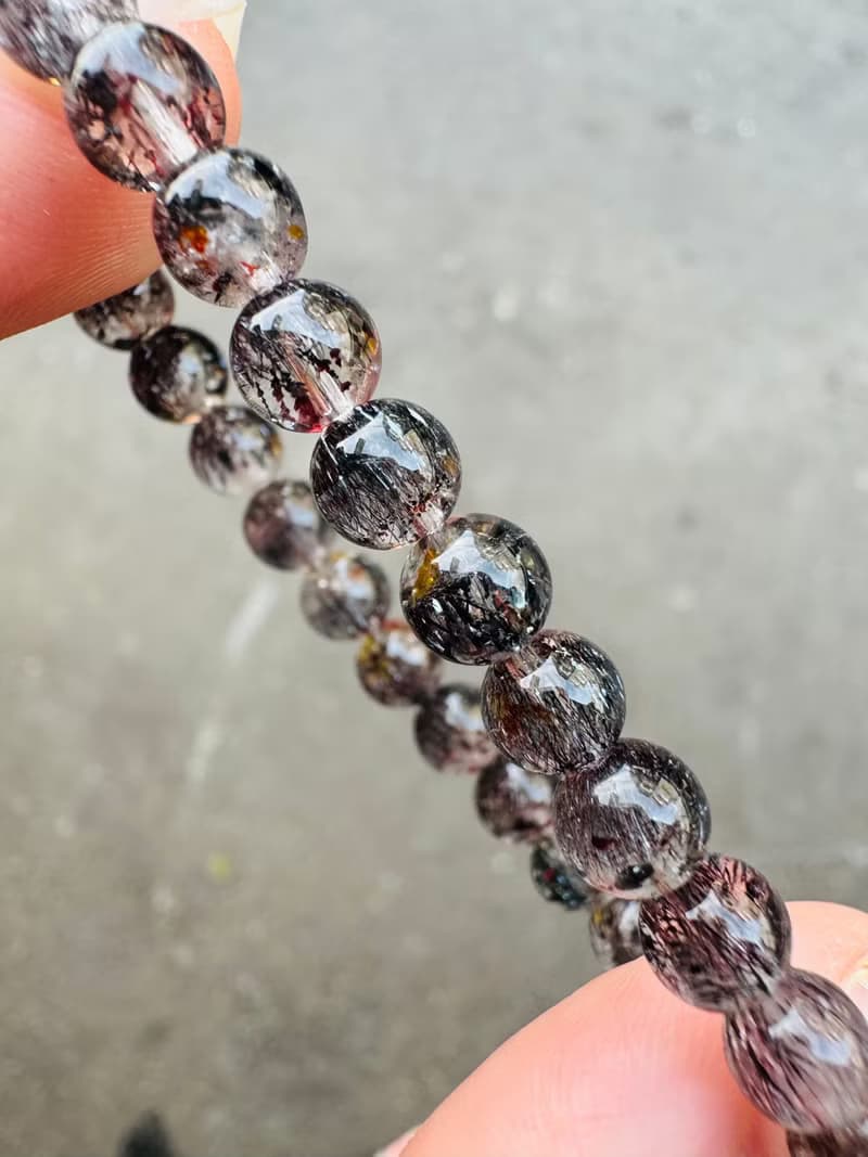 超七王者天然稀有黑紅超七6mm9.55g礦多爆閃黑煙花彼岸花三輪骨幹