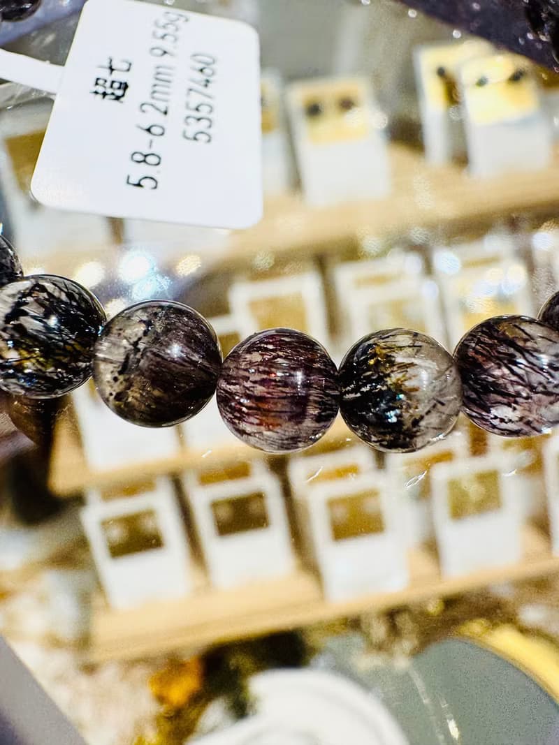 超七王者天然稀有黑紅超七6mm9.55g礦多爆閃黑煙花彼岸花三輪骨幹