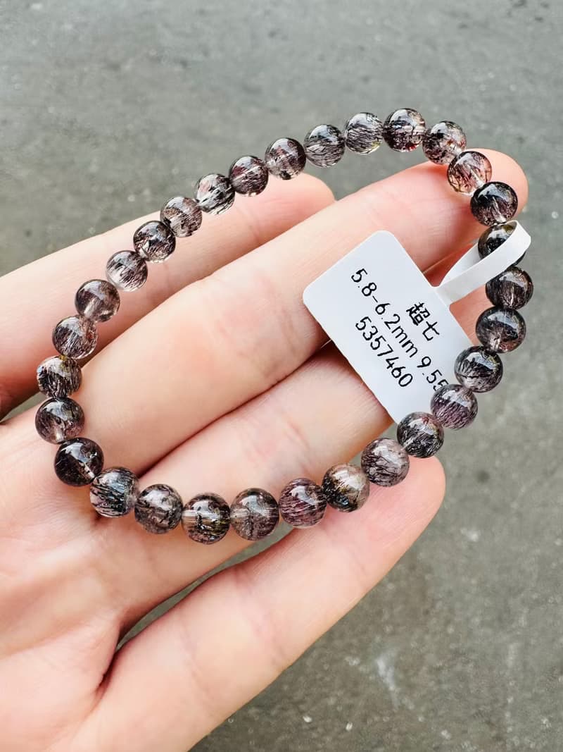 超七王者天然稀有黑紅超七6mm9.55g礦多爆閃黑煙花彼岸花三輪骨幹