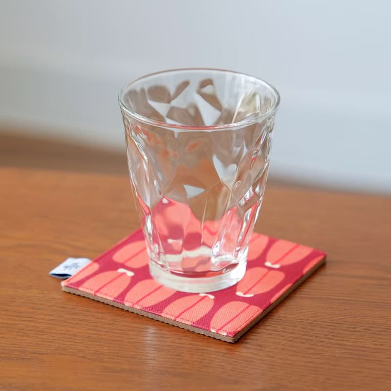 【錦源興】烏魚子吸水杯墊 (紅) l 底部防滑 臺南老師傅手工車縫