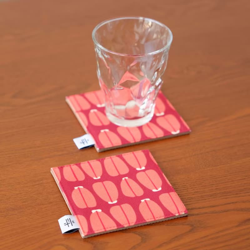 【錦源興】烏魚子吸水杯墊 (紅) l 底部防滑 臺南老師傅手工車縫