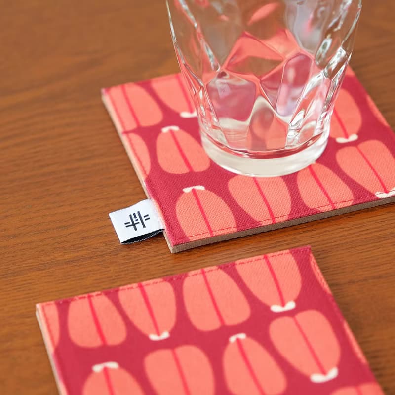 【錦源興】烏魚子吸水杯墊 (紅) l 底部防滑 臺南老師傅手工車縫