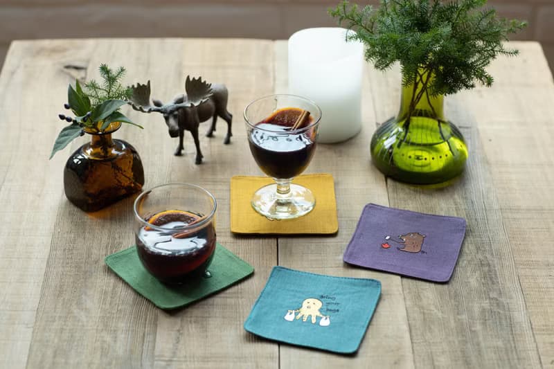野豬刺繡杯墊 軍綠色