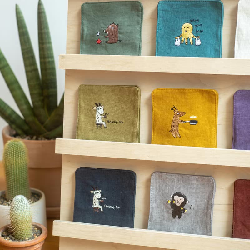 野豬刺繡杯墊 軍綠色