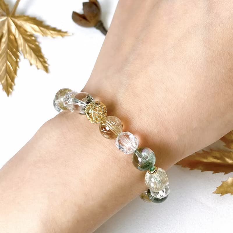 綠幽靈金鈦晶白水晶手鏈 | 事業系列