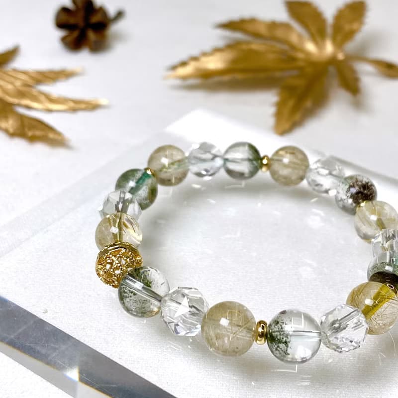 綠幽靈金鈦晶白水晶手鏈 | 事業系列