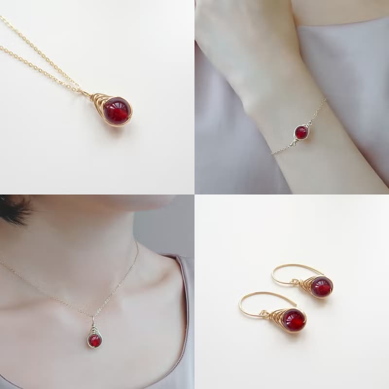 紅瑪瑙 Herringbone 編織墜 14Kgf 包金 可調整手鍊 地中海之眼