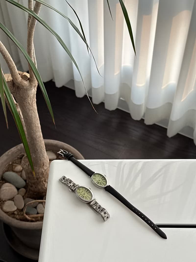 【Ven & Qu】Dome 銀鼠綠手錶 – 21×31 mm 不鏽鋼錶殼