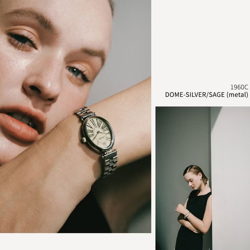 【Ven & Qu】Dome 銀鼠綠手錶 – 21×31 mm 不鏽鋼錶殼
