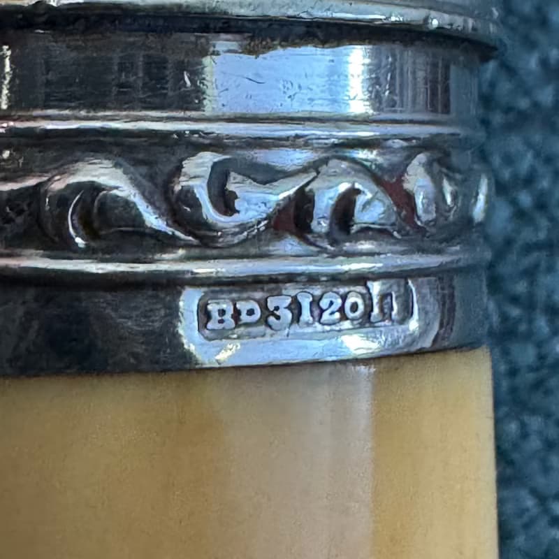 50574-唯美1898年純銀環珍稀材質手柄分食刀叉組