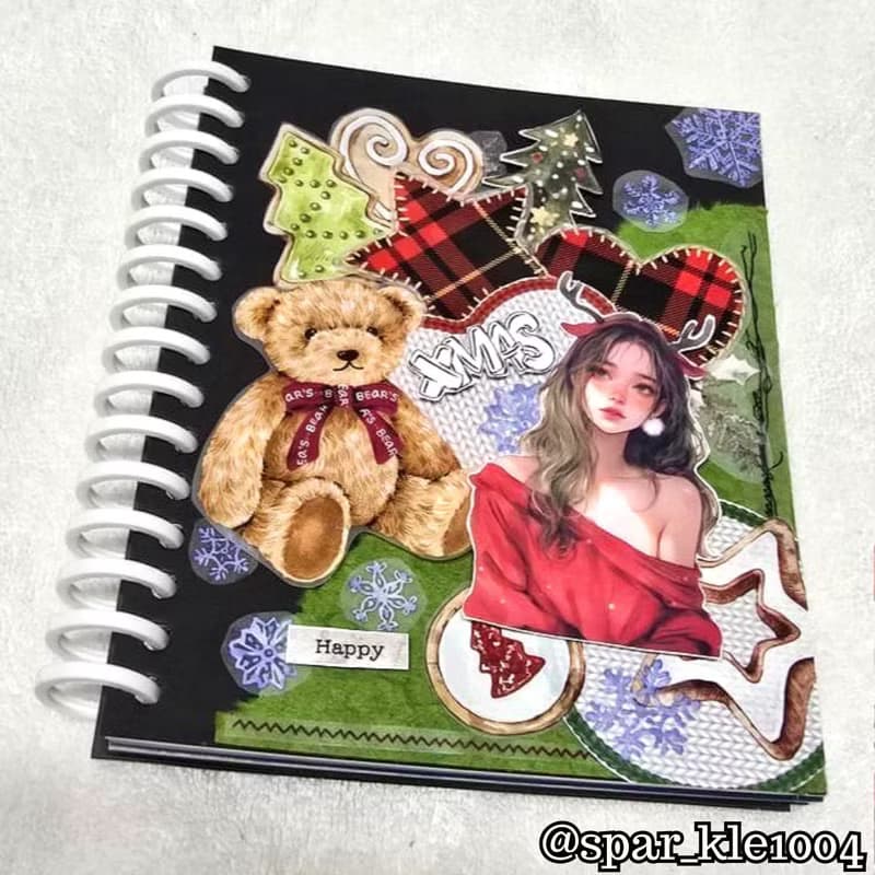 Christmas Label & Bear Transparent Matte Big Size Masking Tape