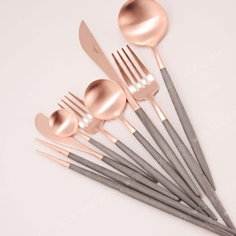 葡萄牙Cutipol GOA灰玫瑰金21cm主餐匙