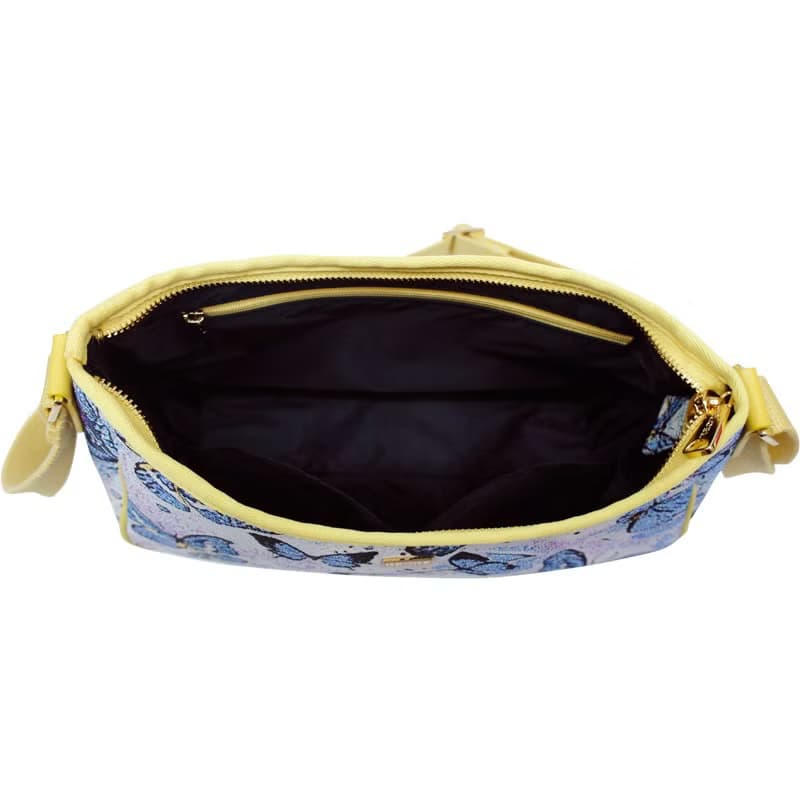 半月包  彎月斜背包 防潑水 平織緹花 紫戀蝶