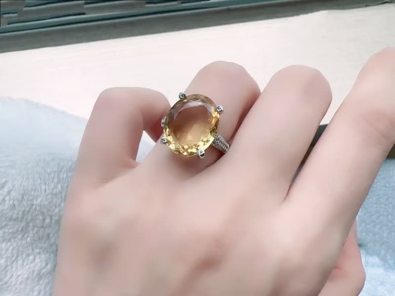 訂製款 天然黃水晶 純銀戒指 閃耀花切 透亮乾淨 招財必備 生日石
