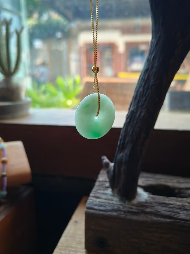 天然緬甸翡翠吊墜 18k金扣頭 072115 生日禮物 情人禮物
