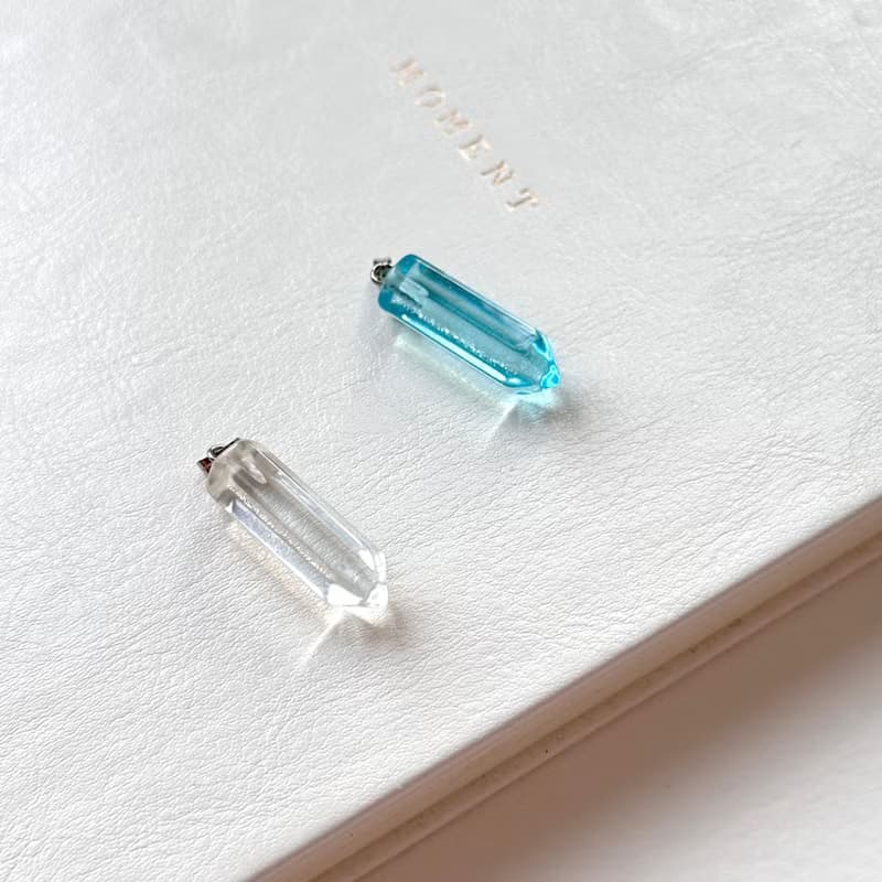 【琉璃水晶】藍琉璃|白水晶|粉晶|迷你六角柱項鏈 消磁淨化愛情桃