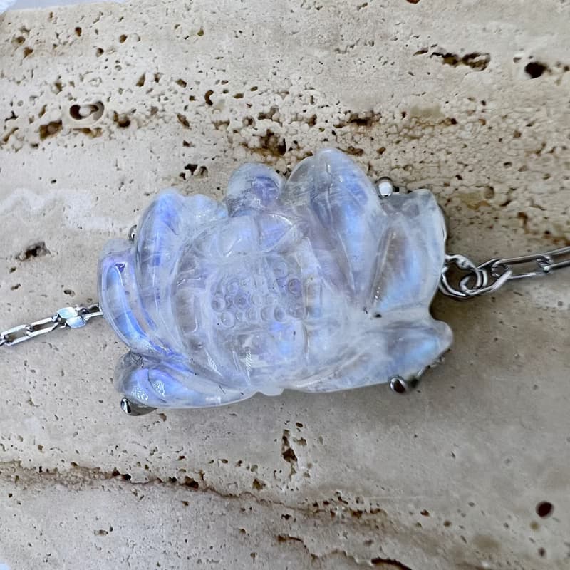 高品藍月光 925純銀手鍊 蓮花雕刻