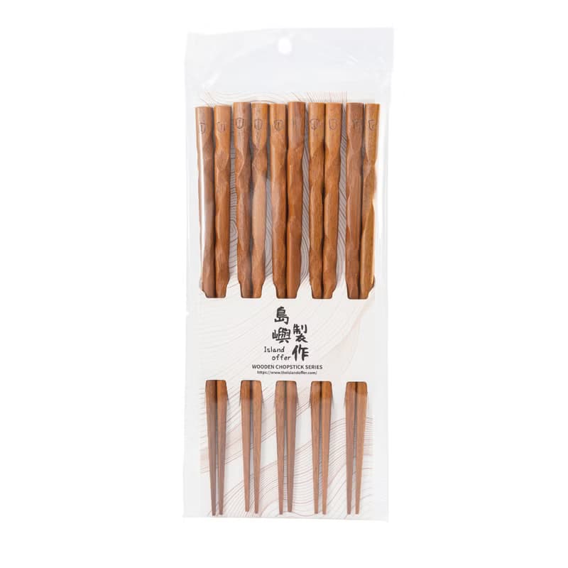 Islandoffer島嶼製作 創意鐵木螺旋筷子 尖頭粗柄筷子 (一套5對)