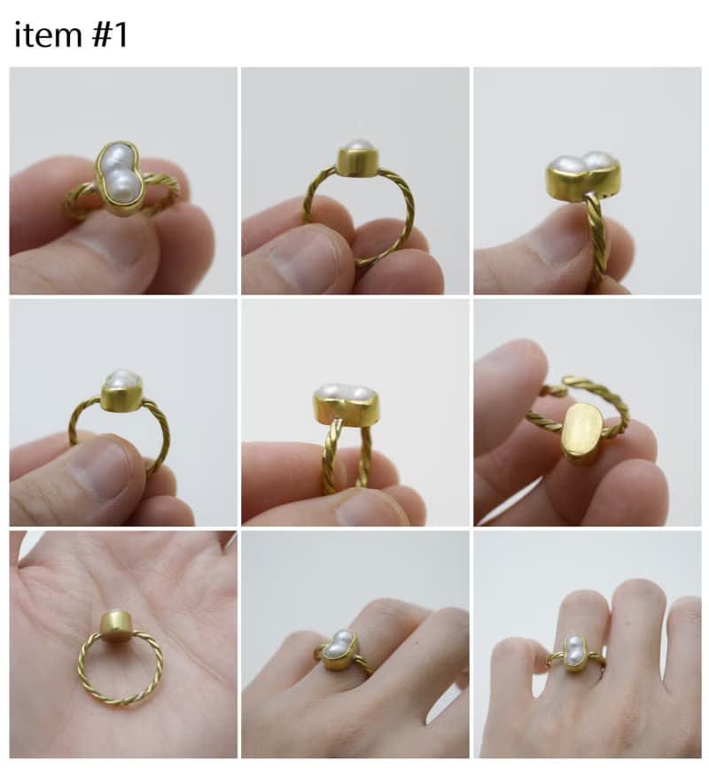 簡單小石系列-巴洛克珍珠‧黃銅戒指
