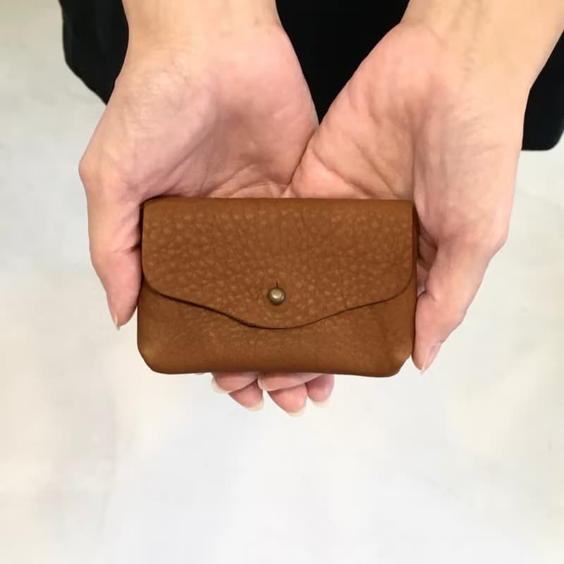 牛シュリンクレザーと牛床ベロアのコンパクト財布【7色】