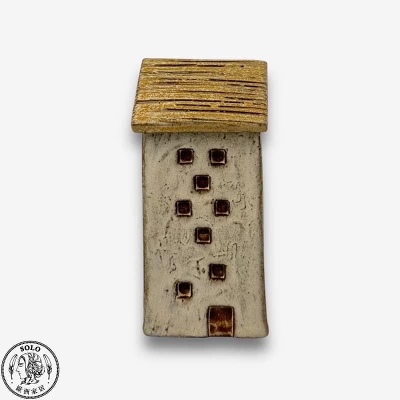 SOLO歐洲家居-手工台灣陶 小房子小花器-白 12cm 花盆 擺件