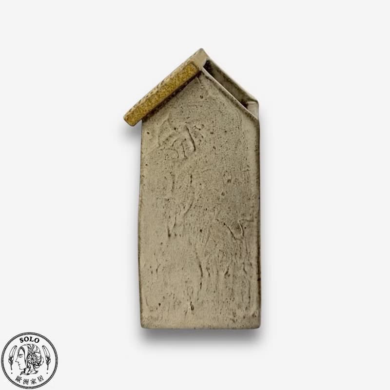 SOLO歐洲家居-手工台灣陶 小房子小花器-白 12cm 花盆 擺件