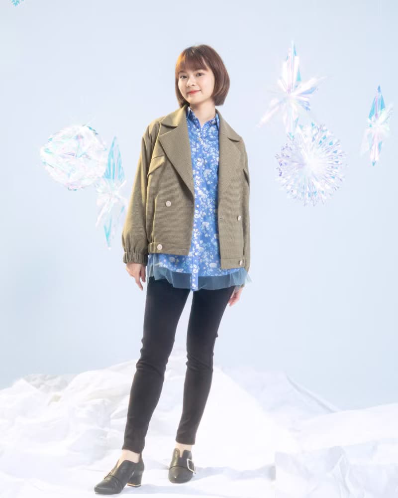 【波麗印花】自帶柔焦感 透紗燈籠長袖 印花襯衫 鬱金香兔兔藍