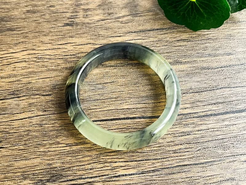 【一物一圖】天然遼寧岫玉手鐲 手鐲圈口54.2mm 水墨
